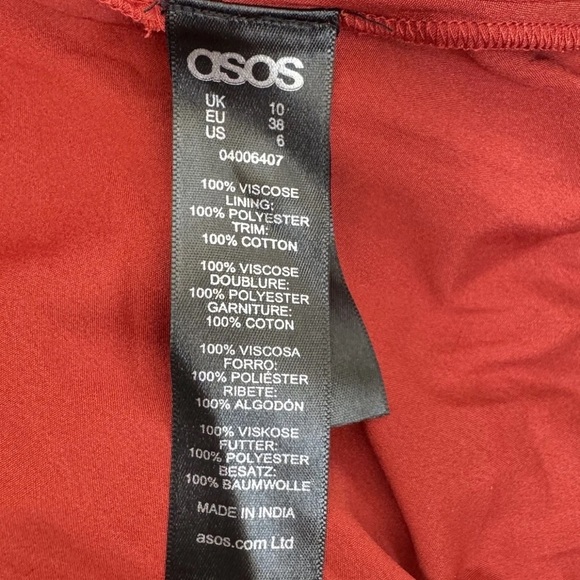 ASOS Mini Dress Floral Size 10 Crochet High Neck Open Back Red Orange Coquette - Picture 9 of 12